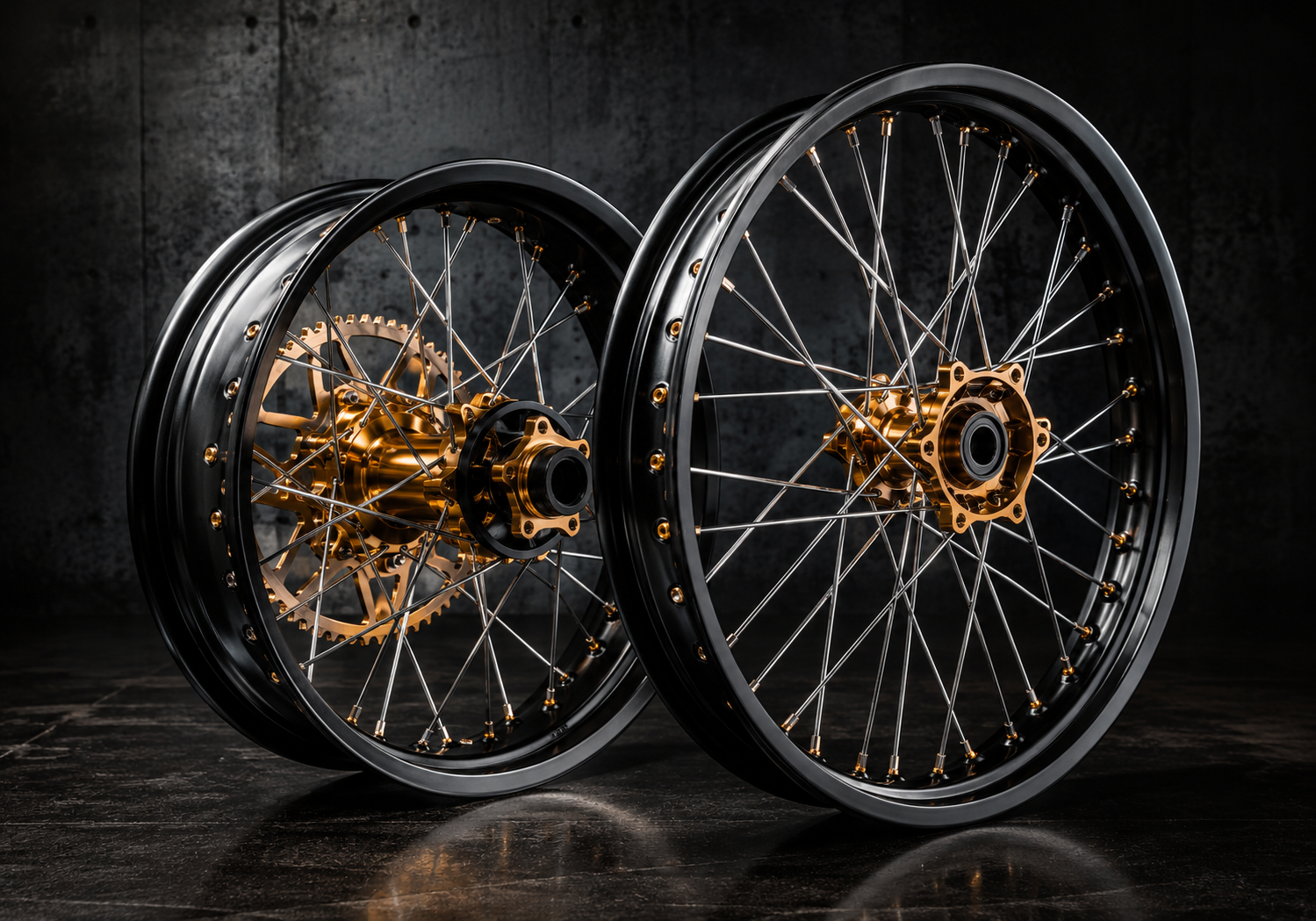 CNC Machined Hub Spoke Wheel Set for Electric Dirt Bike
